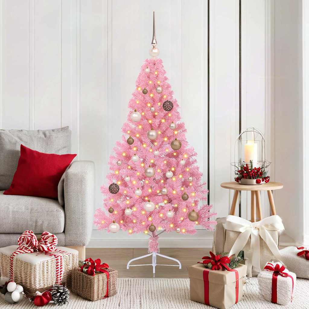vidaXL Árbol de Navidad Artificial Preiluminado Rosa 150 cm PVC