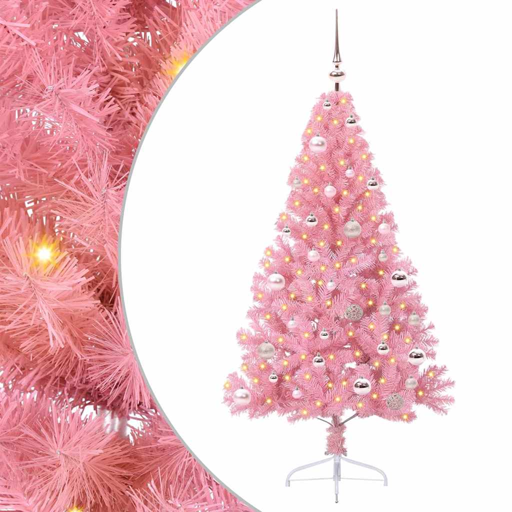vidaXL Árbol de Navidad Artificial Preiluminado Rosa 150 cm PVC