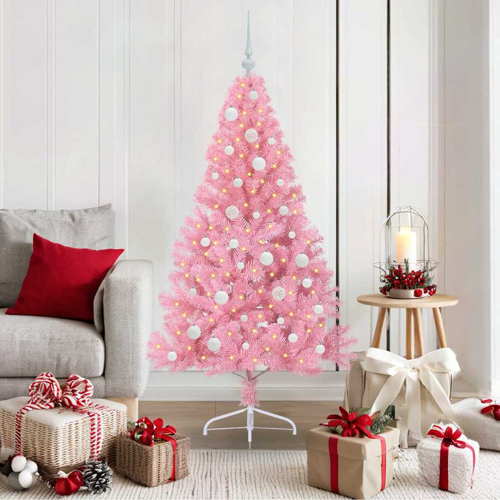 vidaXL Árbol de Navidad Artificial Preiluminado Rosa 150 cm PVC