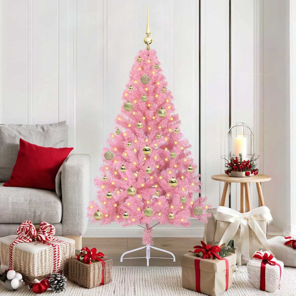 vidaXL Árbol de Navidad Artificial Preiluminado Rosa 150 cm PVC