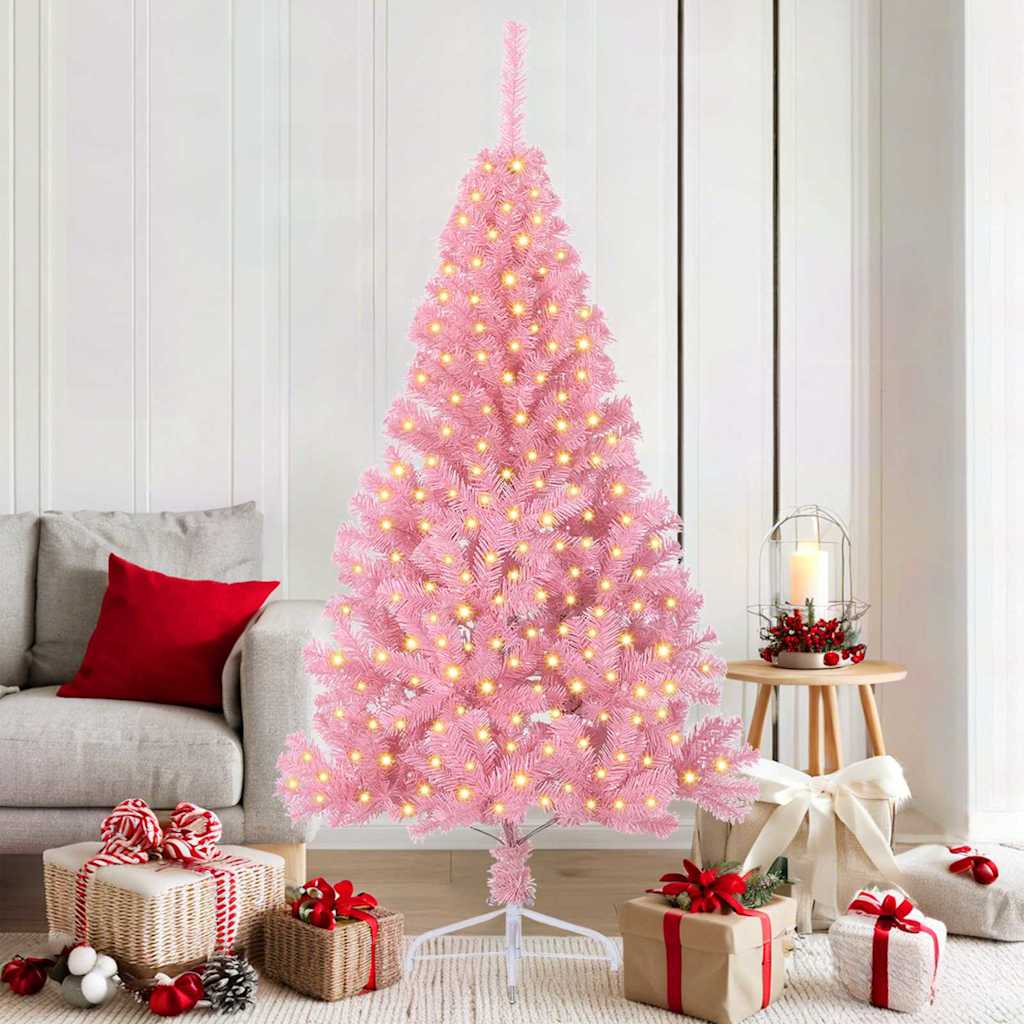 vidaXL Árbol de Navidad Artificial Preiluminado Rosa 180 cm PVC