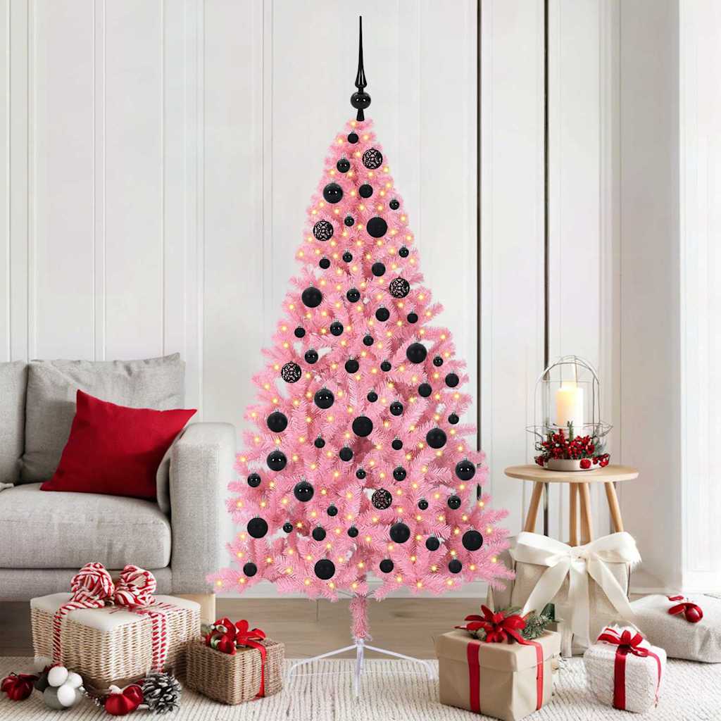 vidaXL Árbol de Navidad Artificial Preiluminado Rosa 180 cm PVC