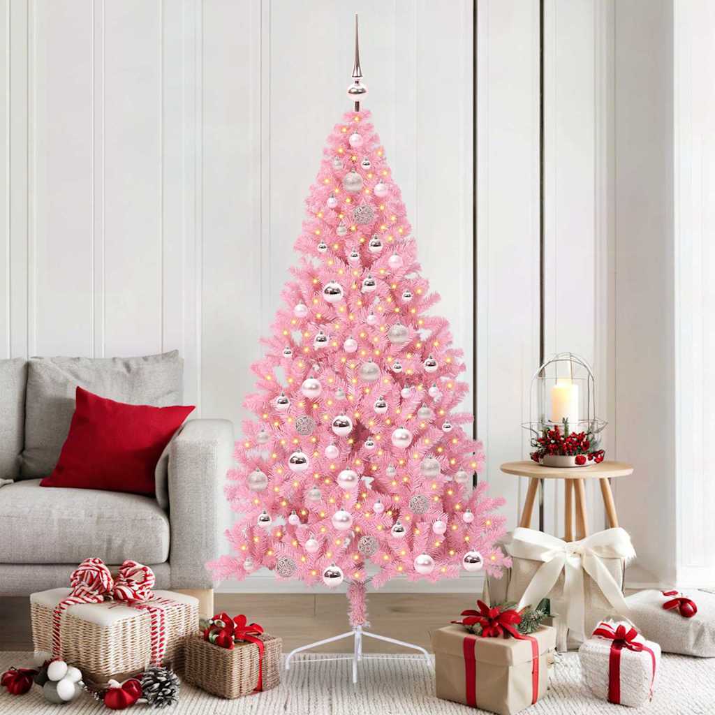 vidaXL Árbol de Navidad Artificial Preiluminado Rosa 180 cm PVC
