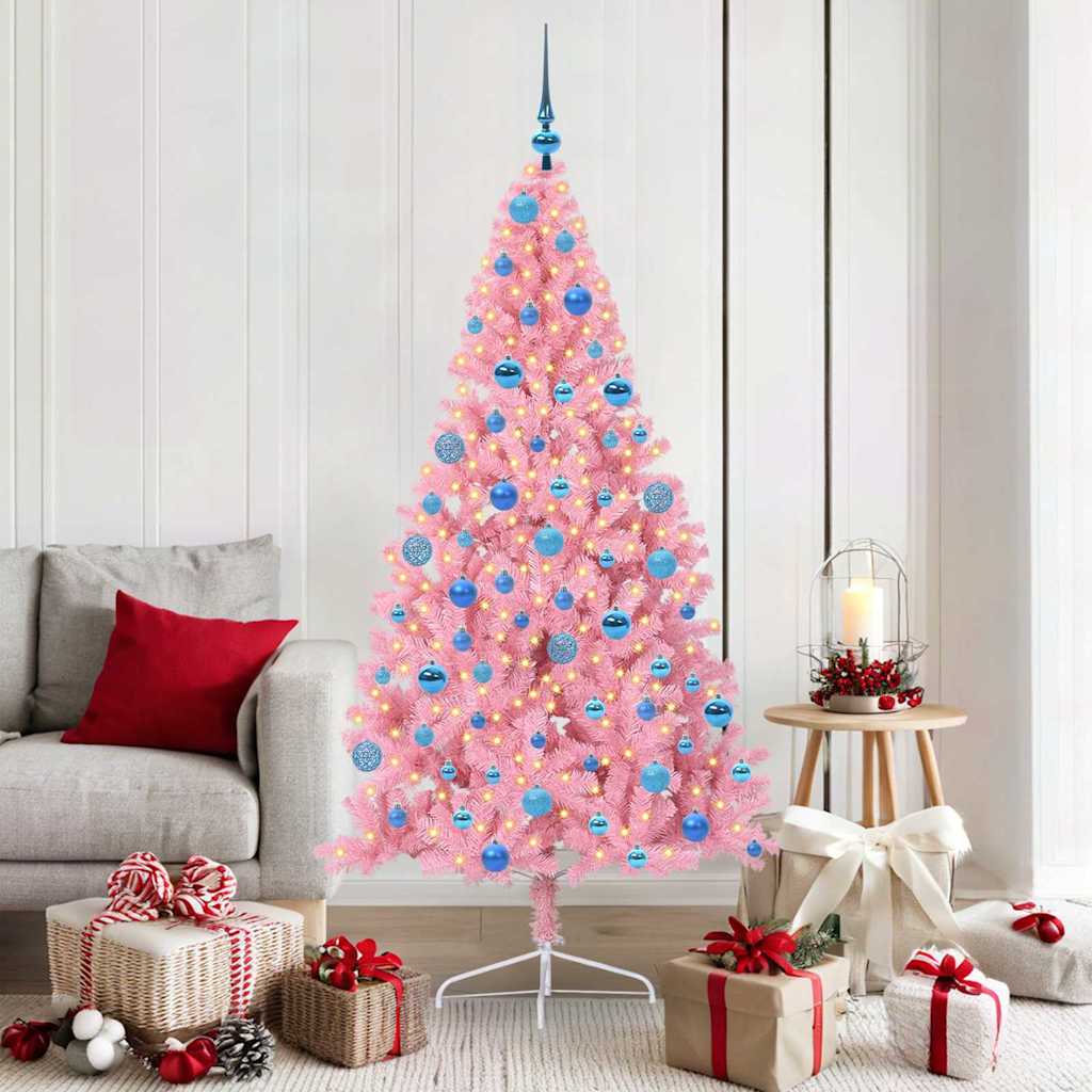 vidaXL Árbol de Navidad Artificial Preiluminado Rosa 180 cm PVC