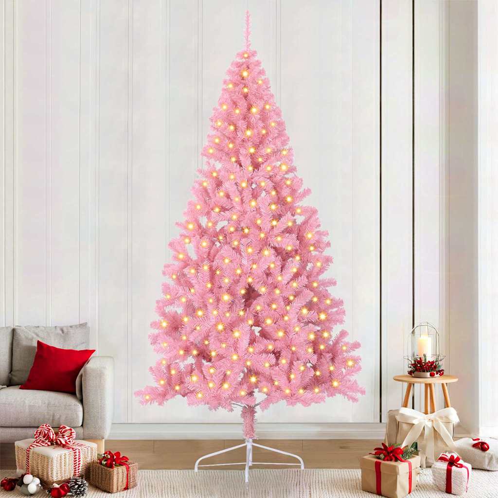 vidaXL Árbol de Navidad Artificial Preiluminado Rosa 240 cm PVC