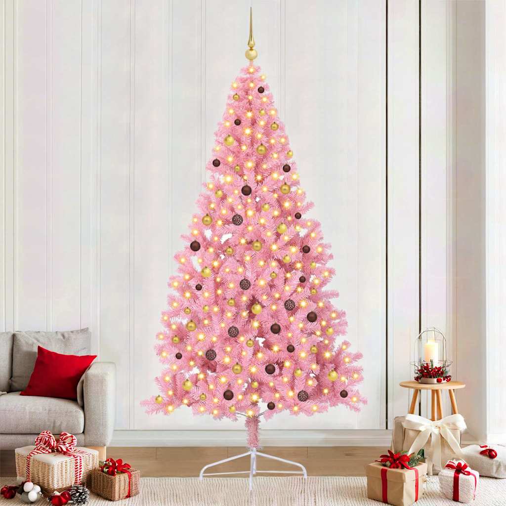 vidaXL Árbol de Navidad Artificial Preiluminado Rosa 240 cm PVC