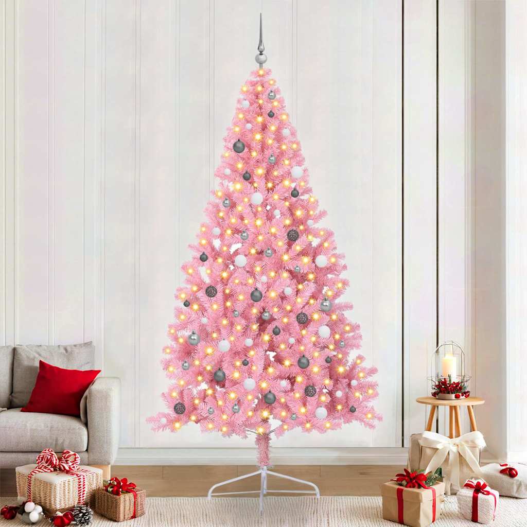 vidaXL Árbol de Navidad Artificial Preiluminado Rosa 240 cm PVC