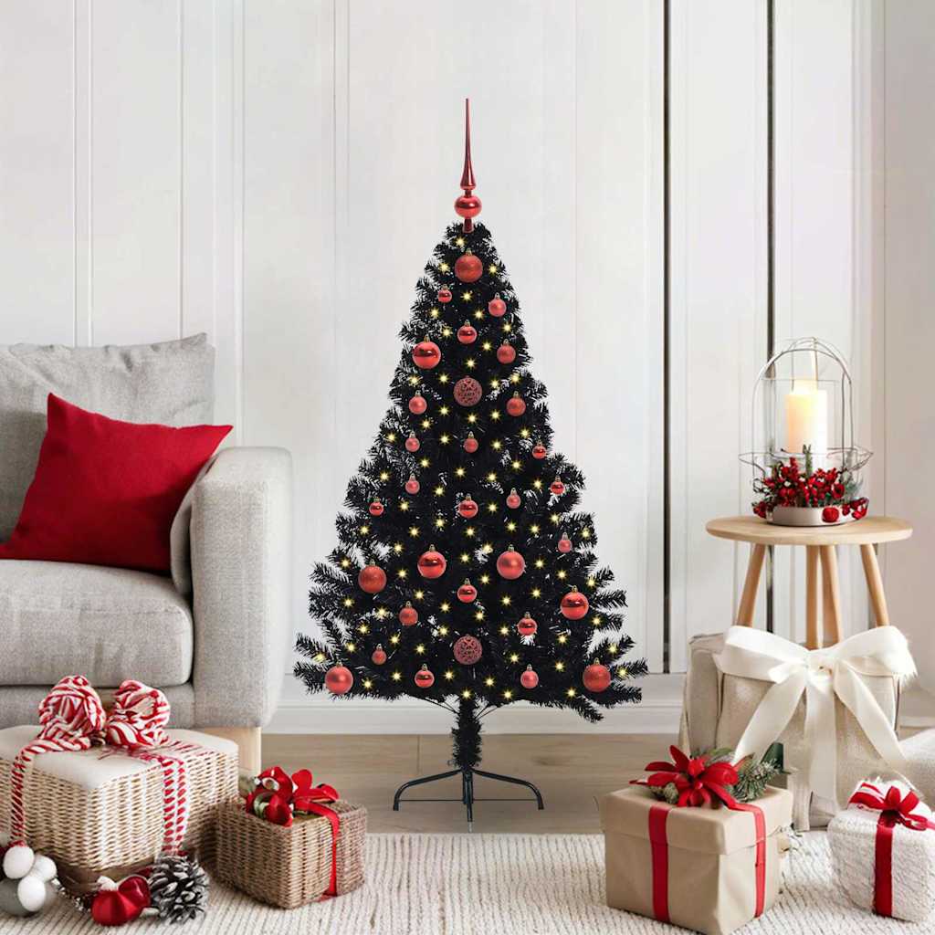 vidaXL Árbol de Navidad Artificial Preiluminado Negro 120 cm PVC