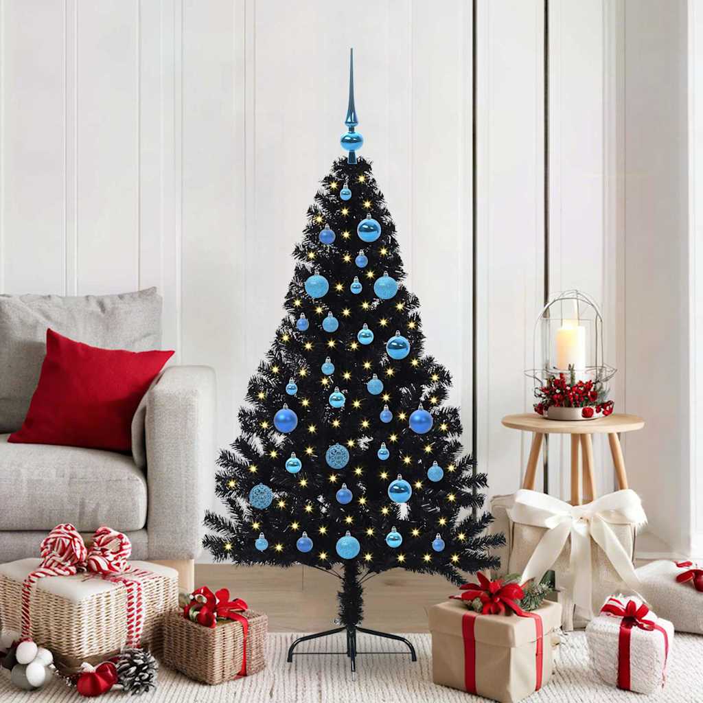 vidaXL Árbol de Navidad Artificial Preiluminado Negro 150 cm PVC