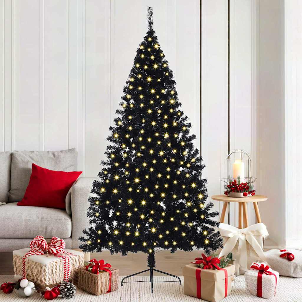 vidaXL Árbol de Navidad Artificial Preiluminado Negro 180 cm PVC