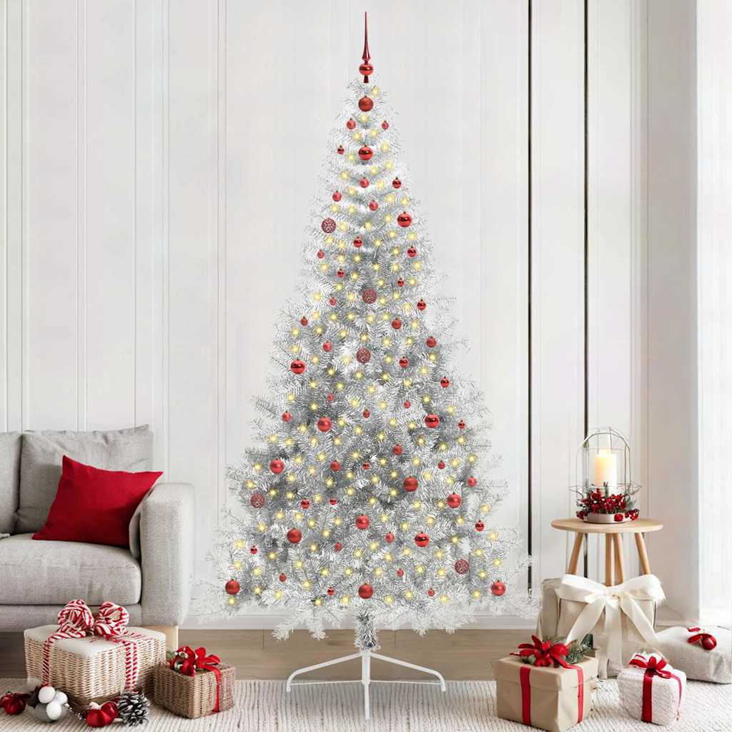 vidaXL Árbol de Navidad Artificial Preiluminado Plateado 240 cm PET