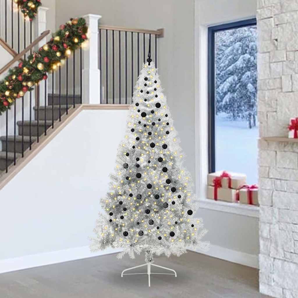 vidaXL Árbol de Navidad Artificial Preiluminado Plateado 240 cm PET