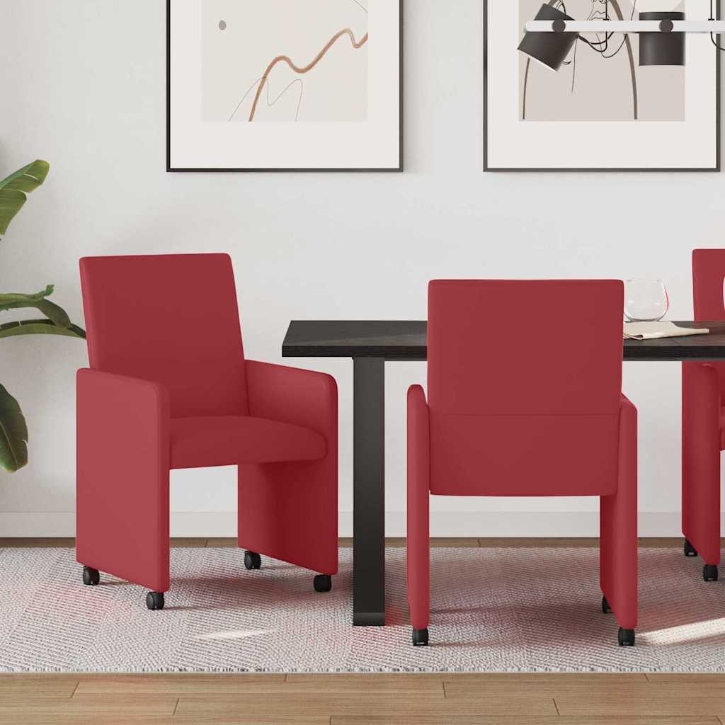 vidaXL Sillas de Comedor con Ruedas 2 uds. Cuero sintético