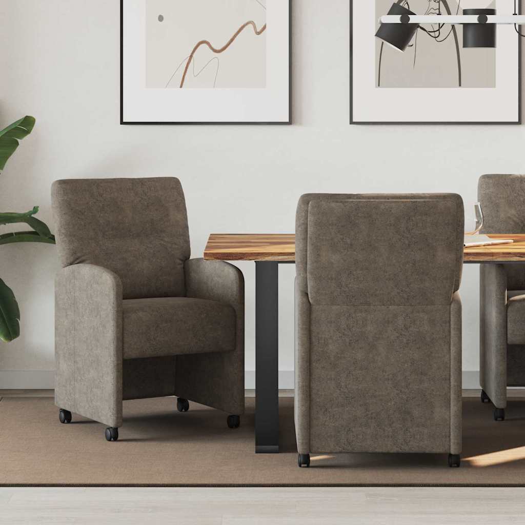vidaXL Sillas de Comedor con Ruedas 2 uds. Cuero de ante sintético