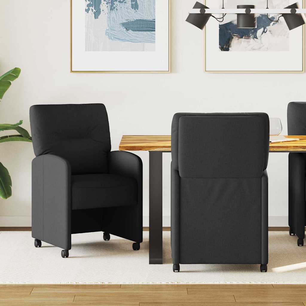 vidaXL Sillas de Comedor con Ruedas 2 uds. tela Negro 57 x 67 x 95 cm