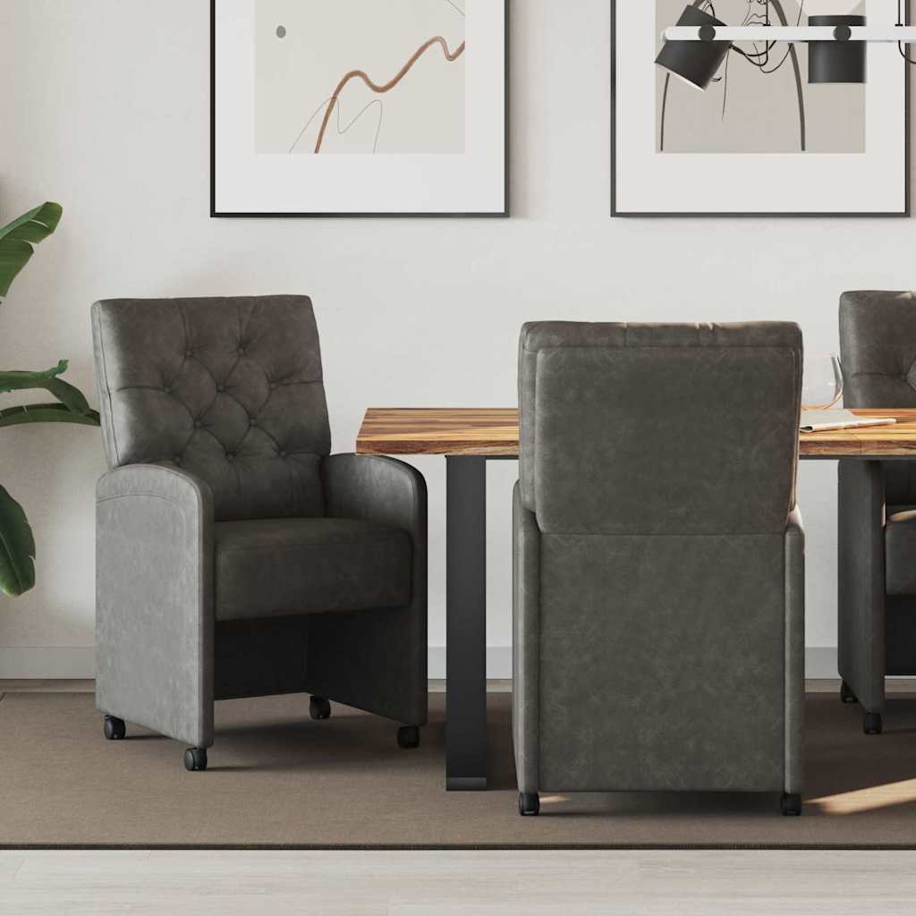 vidaXL Sillas de Comedor con Ruedas 2 uds. Cuero sintético Negro