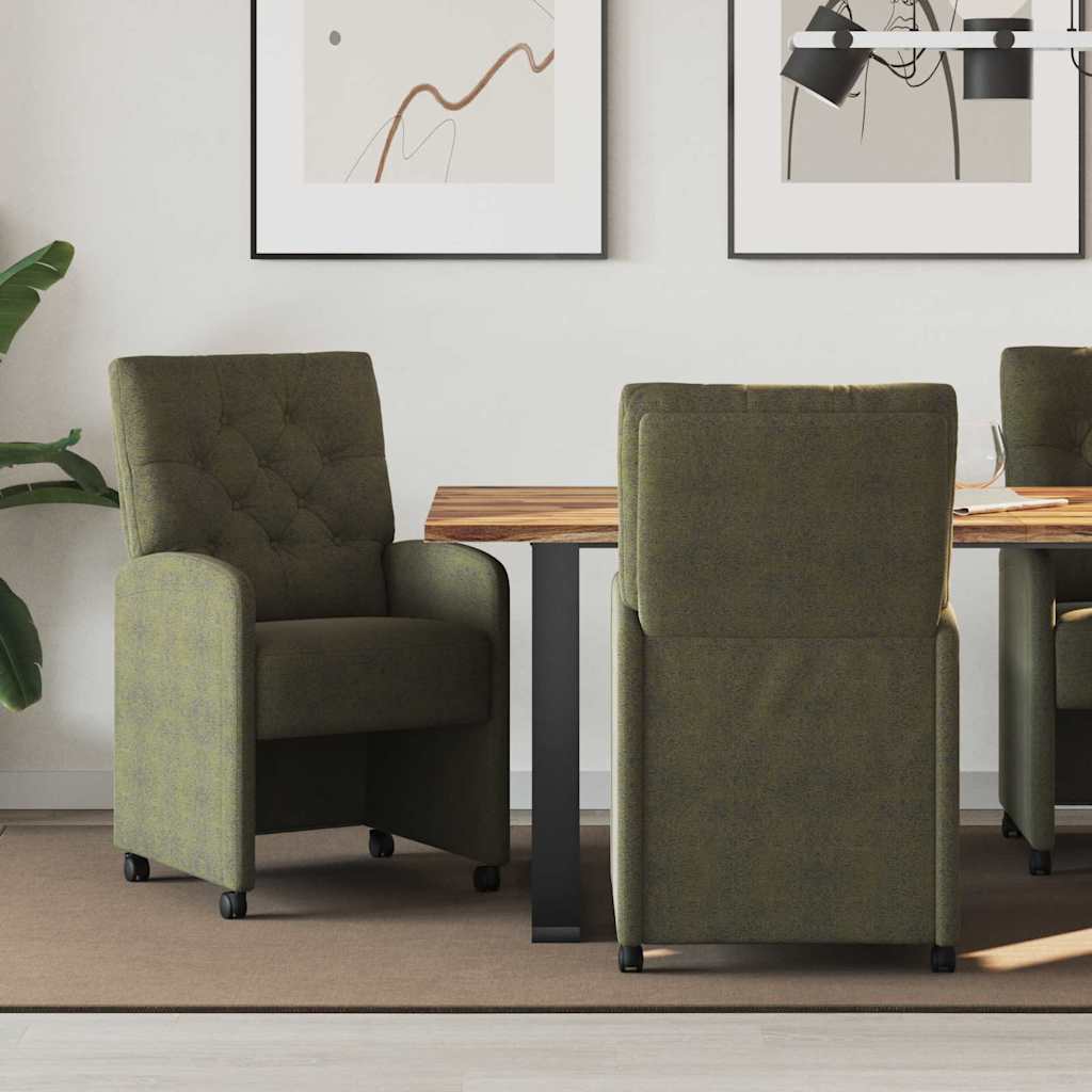 vidaXL Sillas de Comedor con Ruedas 2 uds. Cuero de Suede Sintético