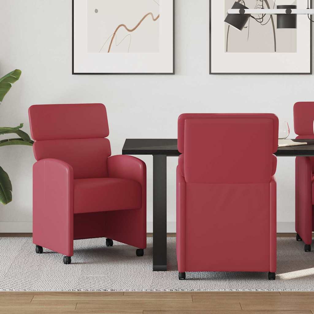 vidaXL Sillas de Comedor con Ruedas 2 uds. Cuero sintético