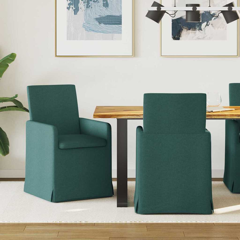 vidaXL Sillas de comedor 2 uds. tela Verde oscuro 57 x 67 x 95 cm