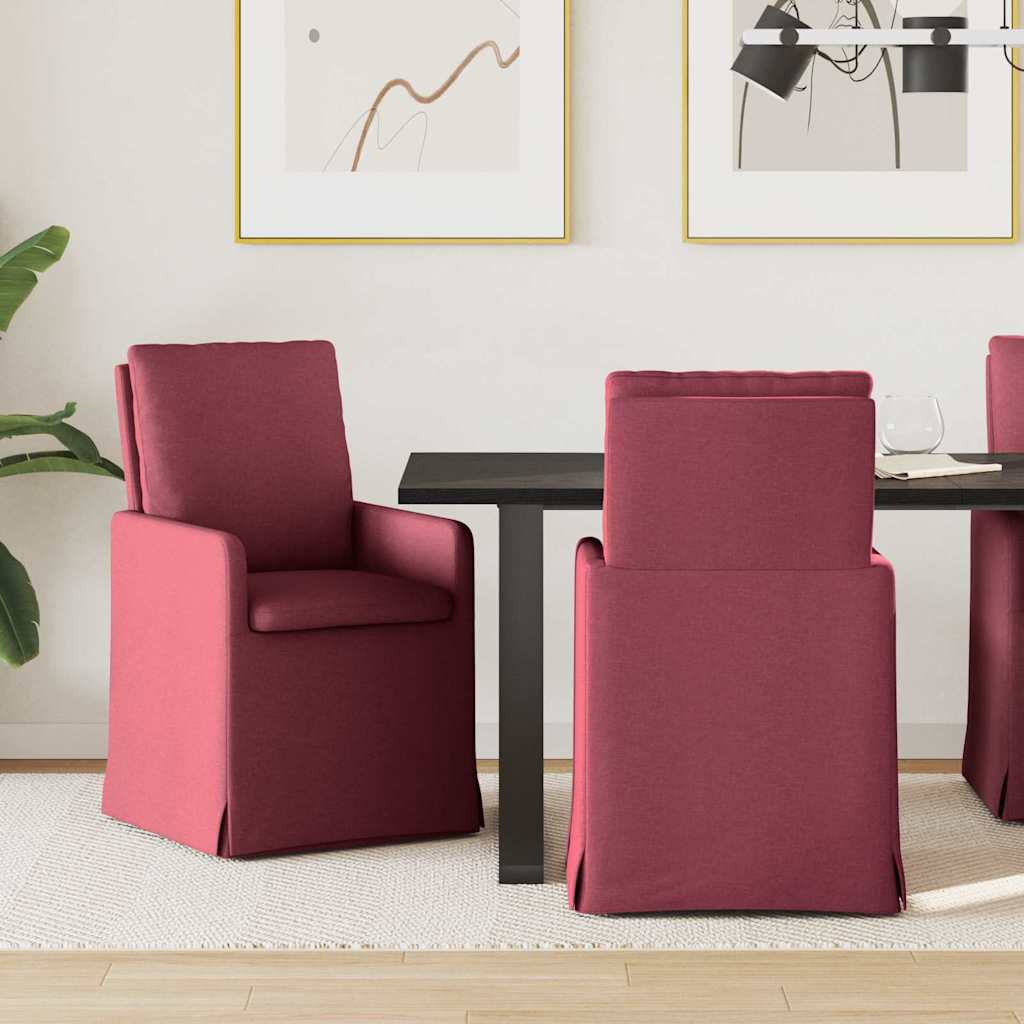 vidaXL Sillas de comedor 2 uds. tela Rojo vino tinto 57 x 67 x 98 cm