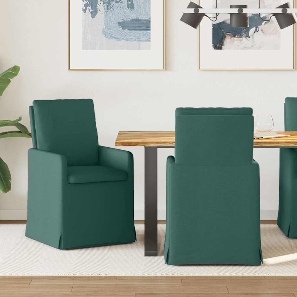 vidaXL Sillas de comedor 2 uds. tela Verde oscuro 57 x 67 x 98 cm