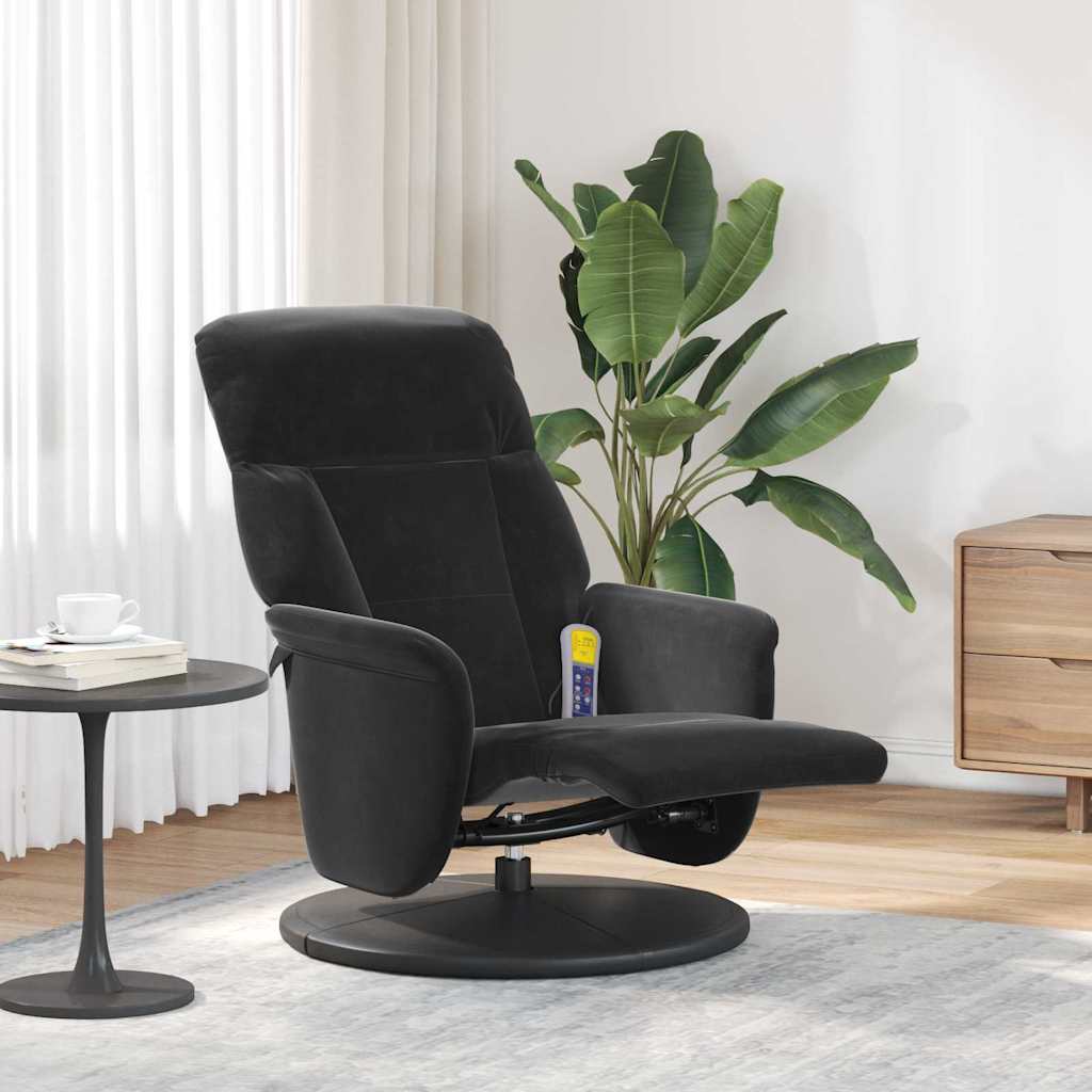 vidaXL Silla de masajes reclinable Negro 91 x 71 x 105 cm Terciopelo