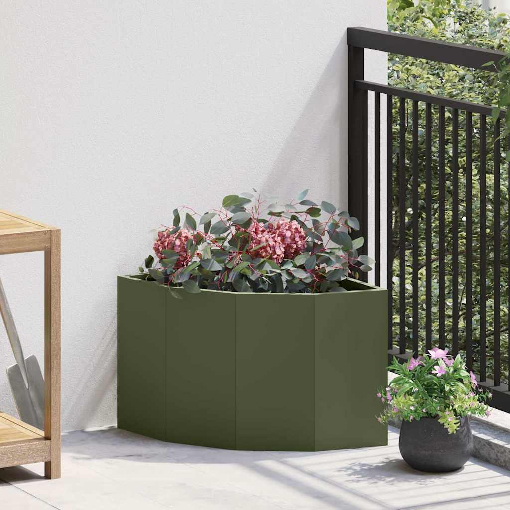 vidaXL Macetero de Esquina Verde oliva 45 x 45 x 35 cm Acero