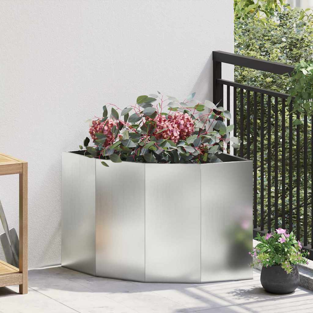 vidaXL Macetero de Esquina Plateado 60 x 60 x 50 cm Acero galvanizado