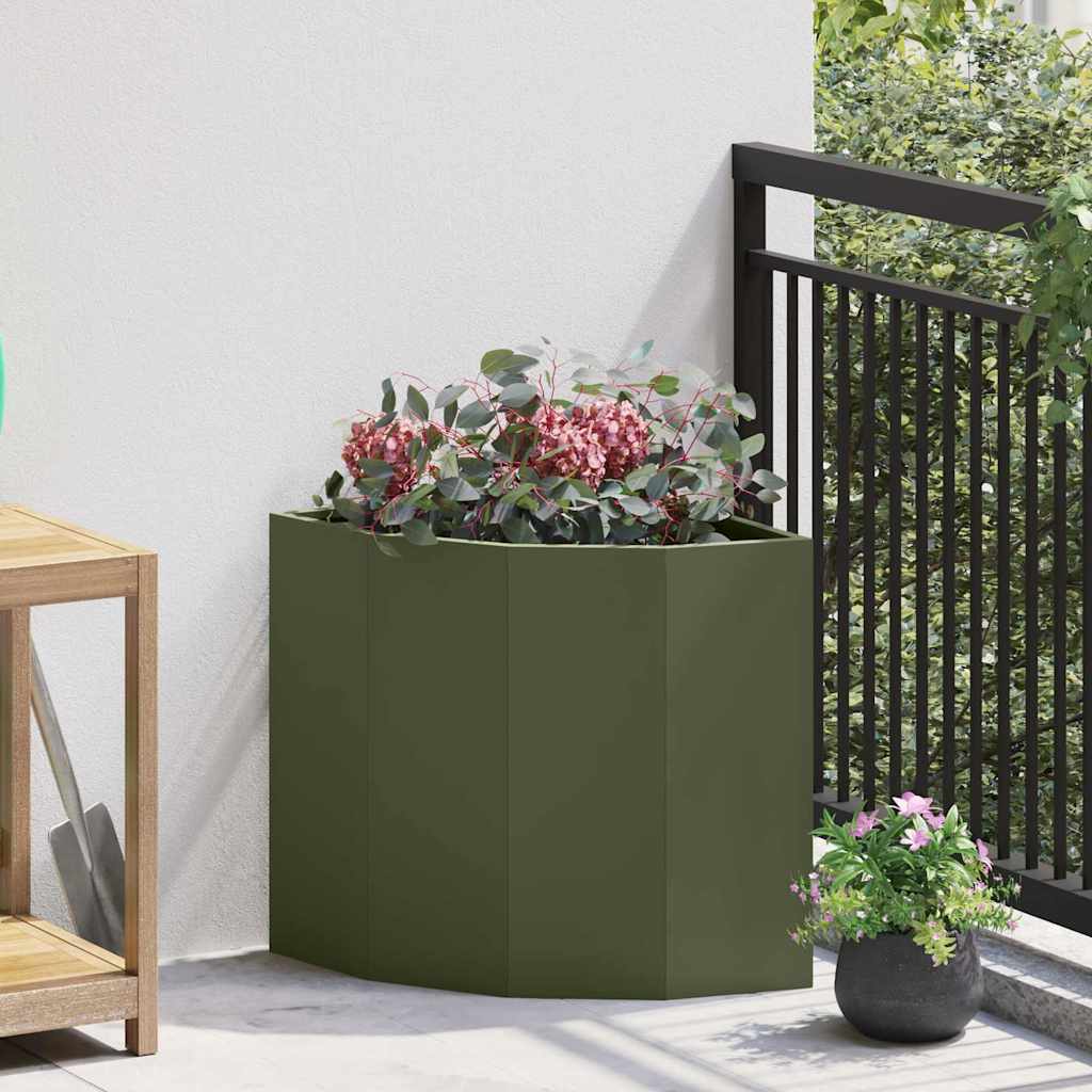 vidaXL Macetero de Esquina Verde oliva 45 x 45 x 50 cm Acero