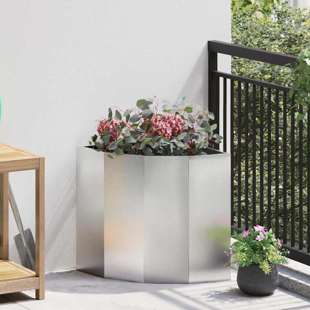 vidaXL Macetero de Esquina Plateado 45 x 45 x 50 cm Acero inoxidable