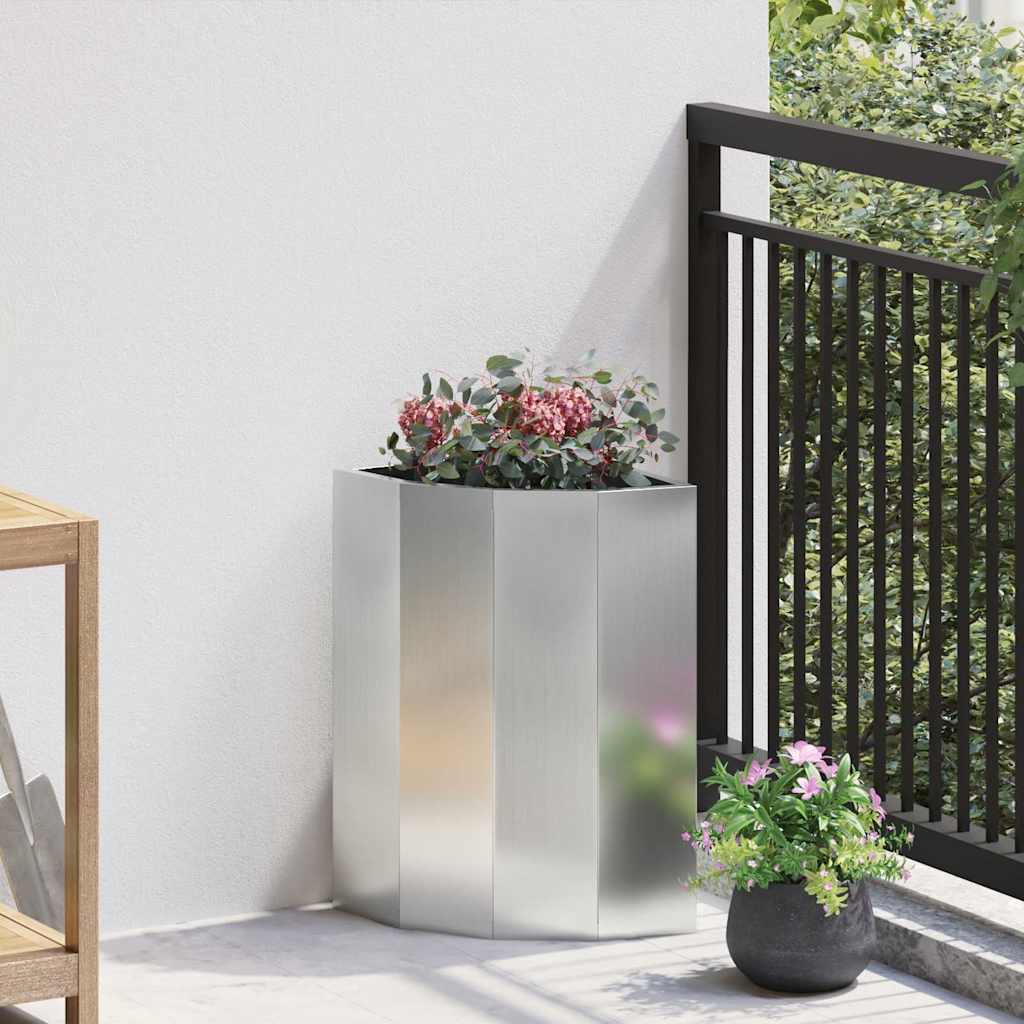 vidaXL Macetero de Esquina Plateado 30 x 30 x 50 cm Acero galvanizado