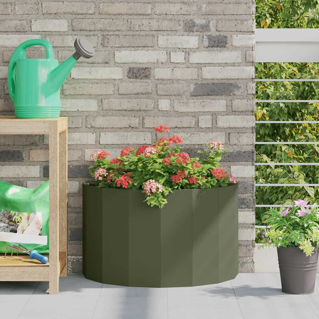 vidaXL Jardinera Verde Oliva 60 x 30 x 35 cm Acero