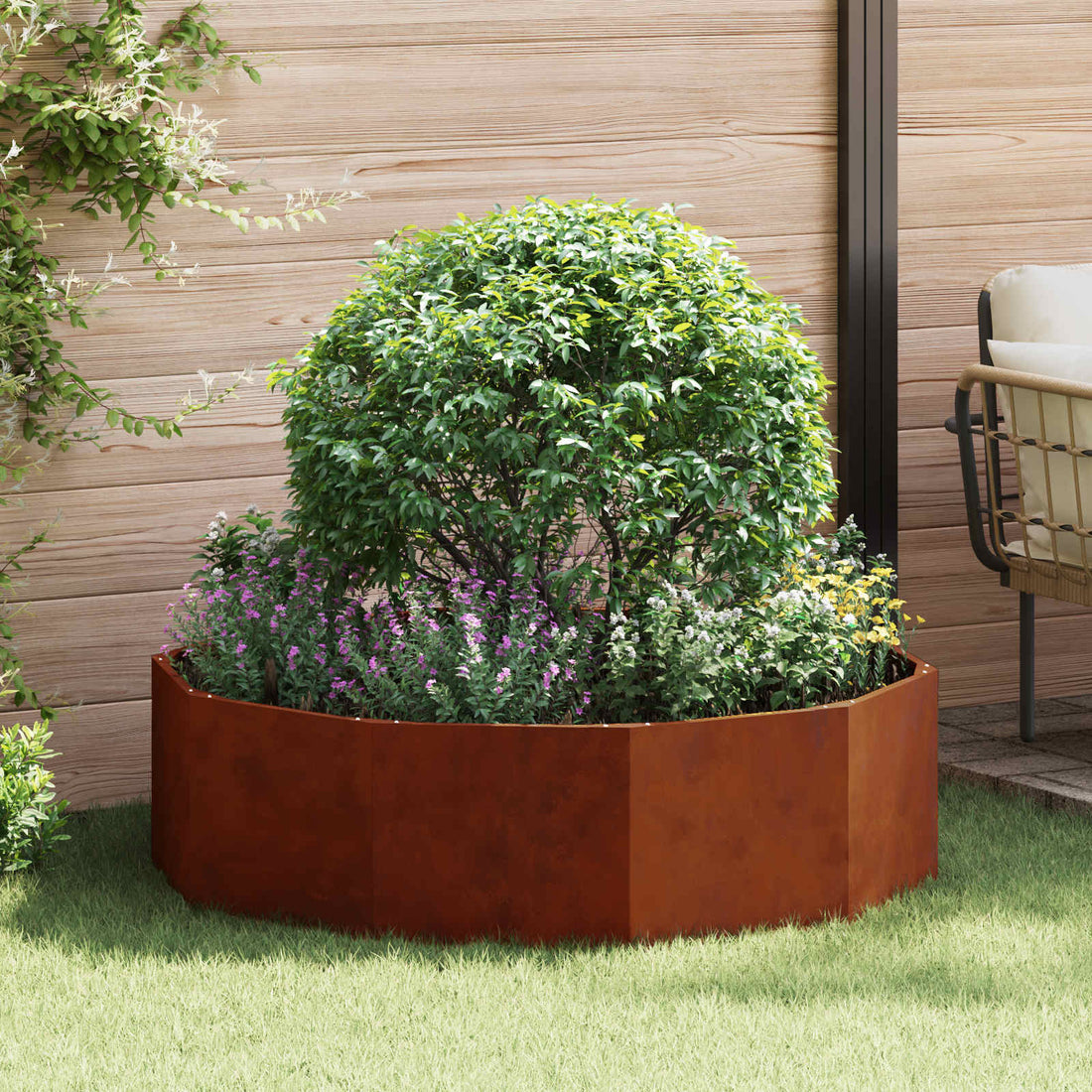 vidaXL Jardinera Oxidado 120 x 120 x 35 cm Acero autopatinable