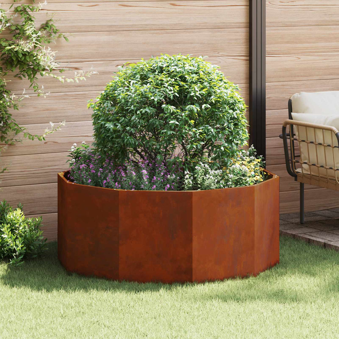 vidaXL Jardinera Oxidado 120 x 120 x 50 cm Acero autopatinable
