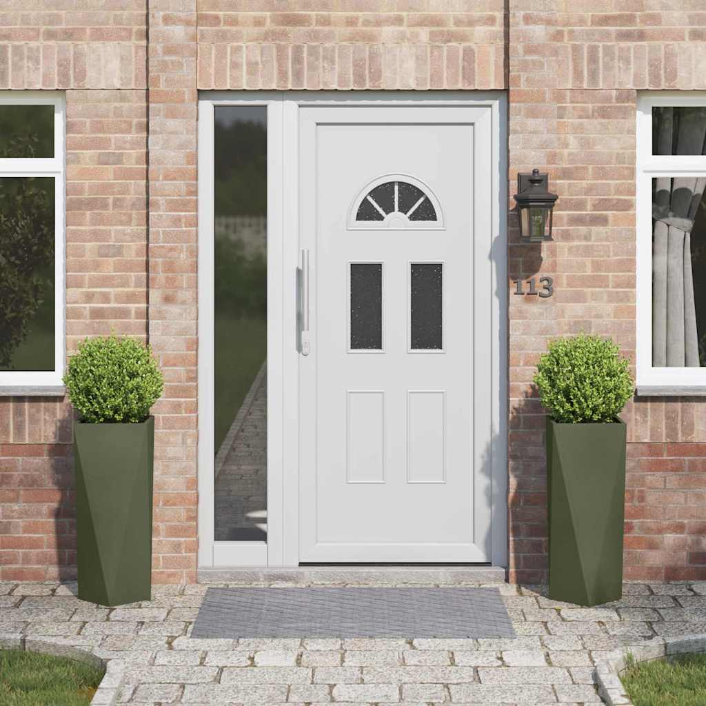 vidaXL Jardinera 2 uds. Verde Oliva 30 x 30 x 75 cm Acero