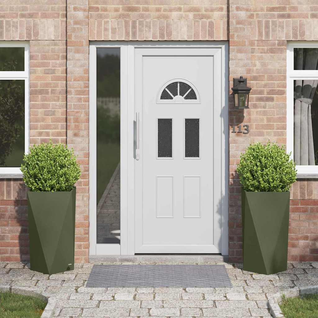 vidaXL Jardinera 2 uds. Verde Oliva 40 x 40 x 75 cm Acero