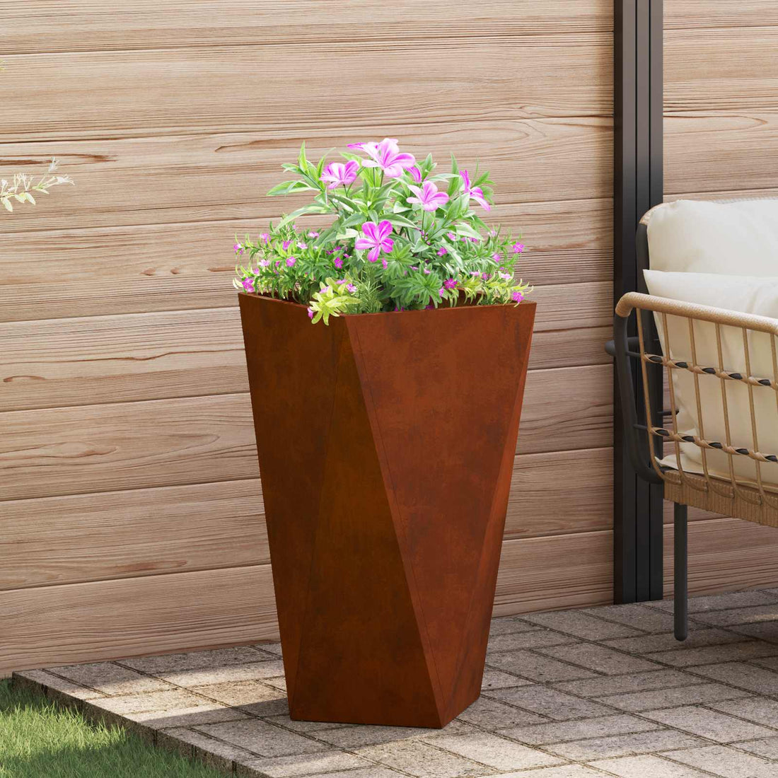 vidaXL Jardinera Oxidado 40 x 40 x 75 cm Acero autopatinable