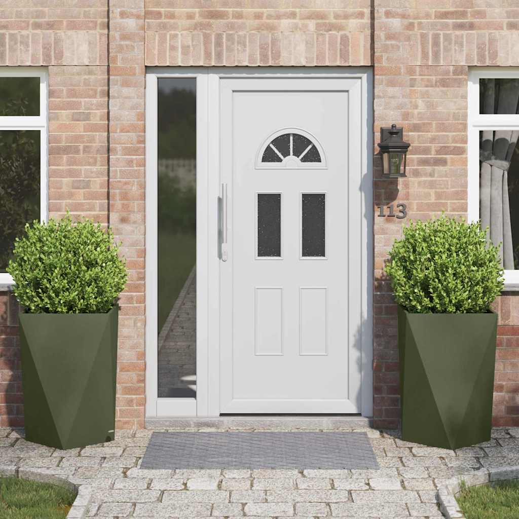 vidaXL Jardinera 2 uds. Verde Oliva 50 x 50 x 75 cm Acero