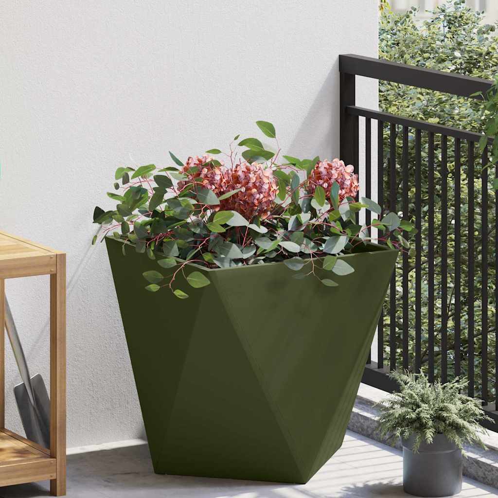 vidaXL Jardinera Verde Oliva 50 x 50 x 50 cm Acero