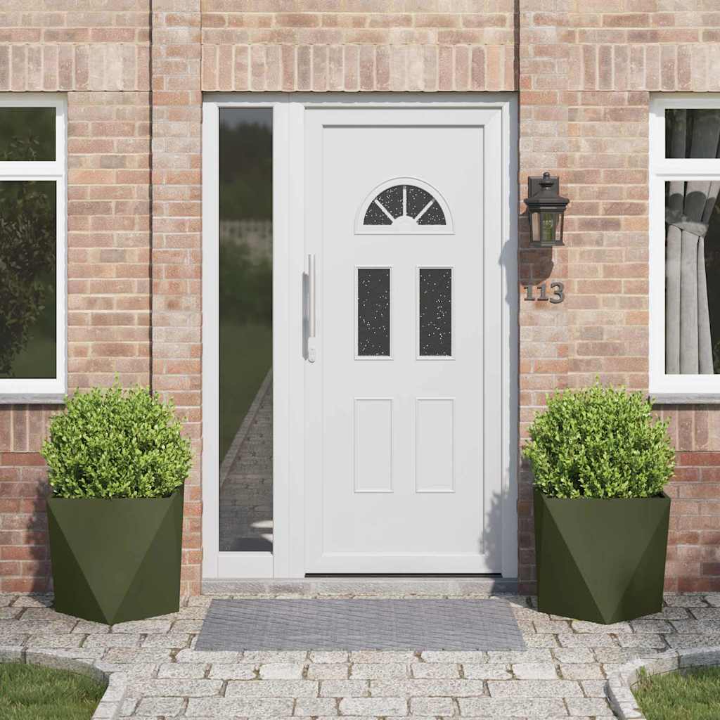 vidaXL Jardinera 2 uds. Verde Oliva 50 x 50 x 50 cm Acero