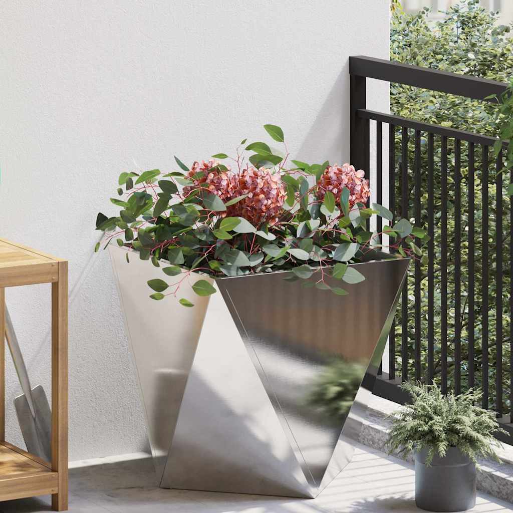 vidaXL Jardinera Plateado 50 x 50 x 50 cm Acero inoxidable