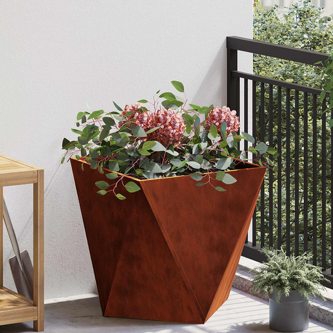 vidaXL Jardinera Oxidado 50 x 50 x 50 cm Acero autopatinable