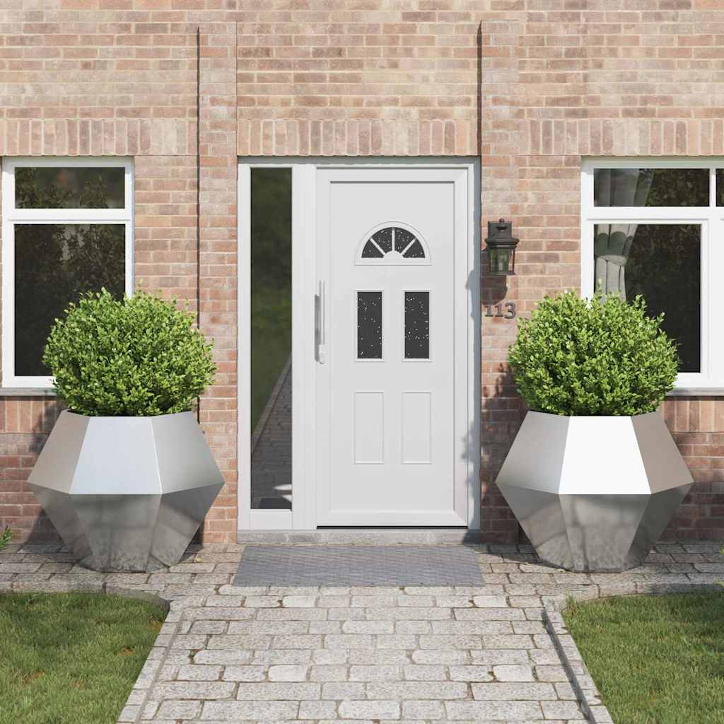 vidaXL Jardinera 2 uds. Plateado 100 x 100 x 80 cm Acero inoxidable