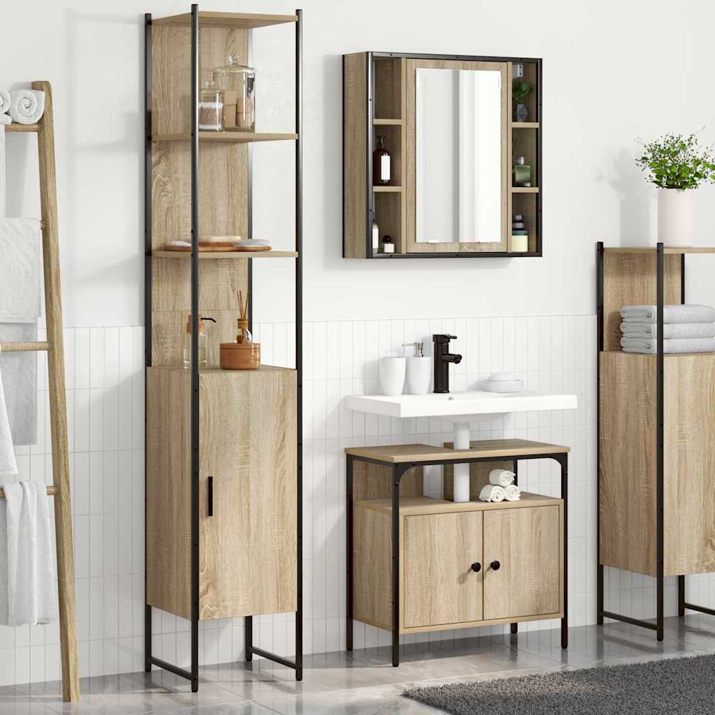 vidaXL Juego de muebles de baño 3 uds. Roble Sonoma 33 x 33 x 185,5 cm