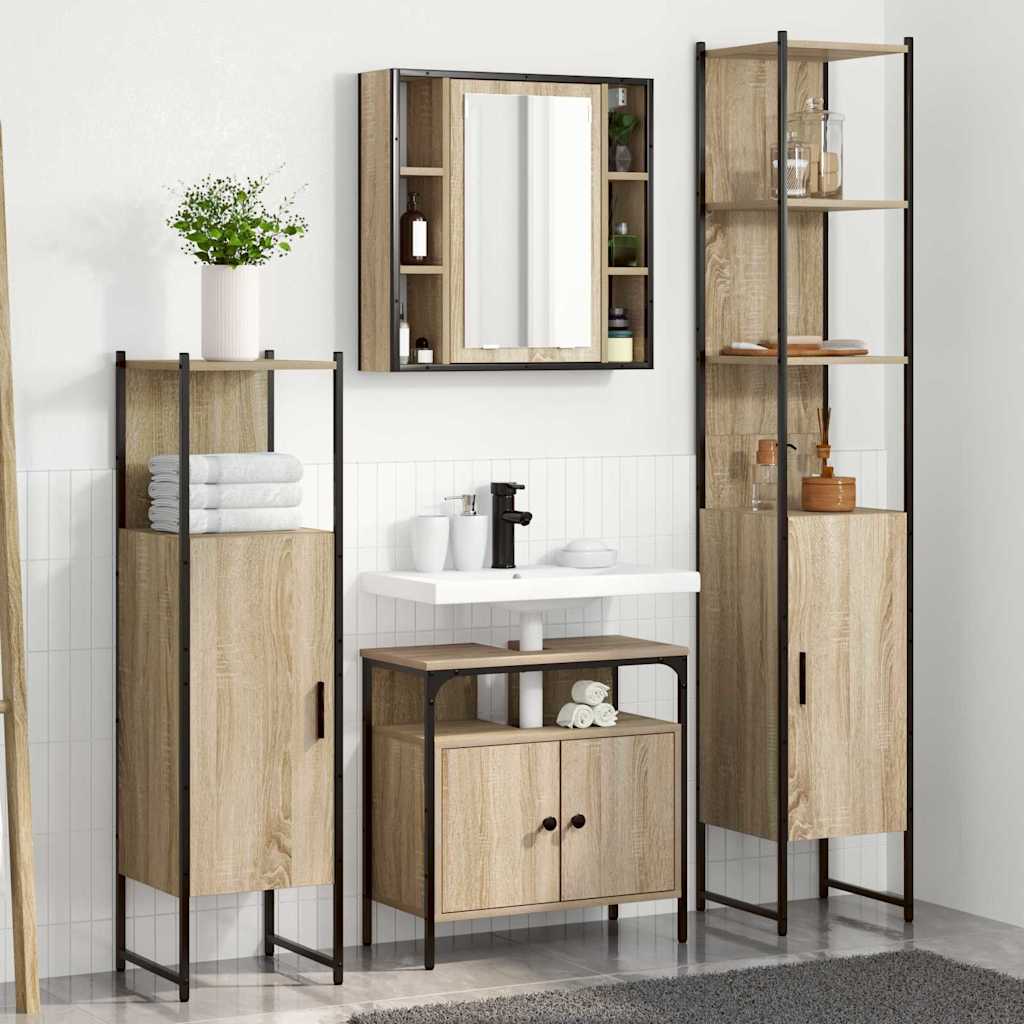 vidaXL Juego de muebles de baño 4 uds. Roble Sonoma 33 x 33 x 185,5 cm