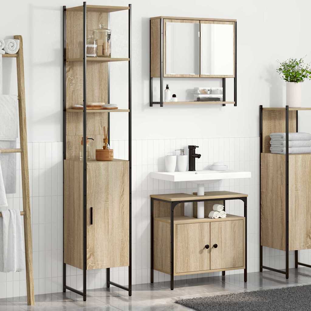 vidaXL Juego de muebles de baño 3 uds. Roble Sonoma 33 x 33 x 185,5 cm