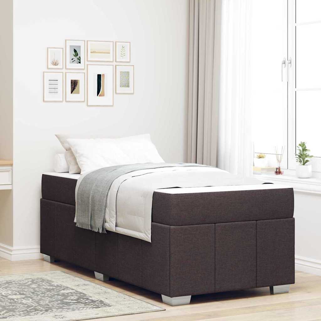 vidaXL Estructura de cama con colchón Marrón Oscuro 90 x 200 cm tela