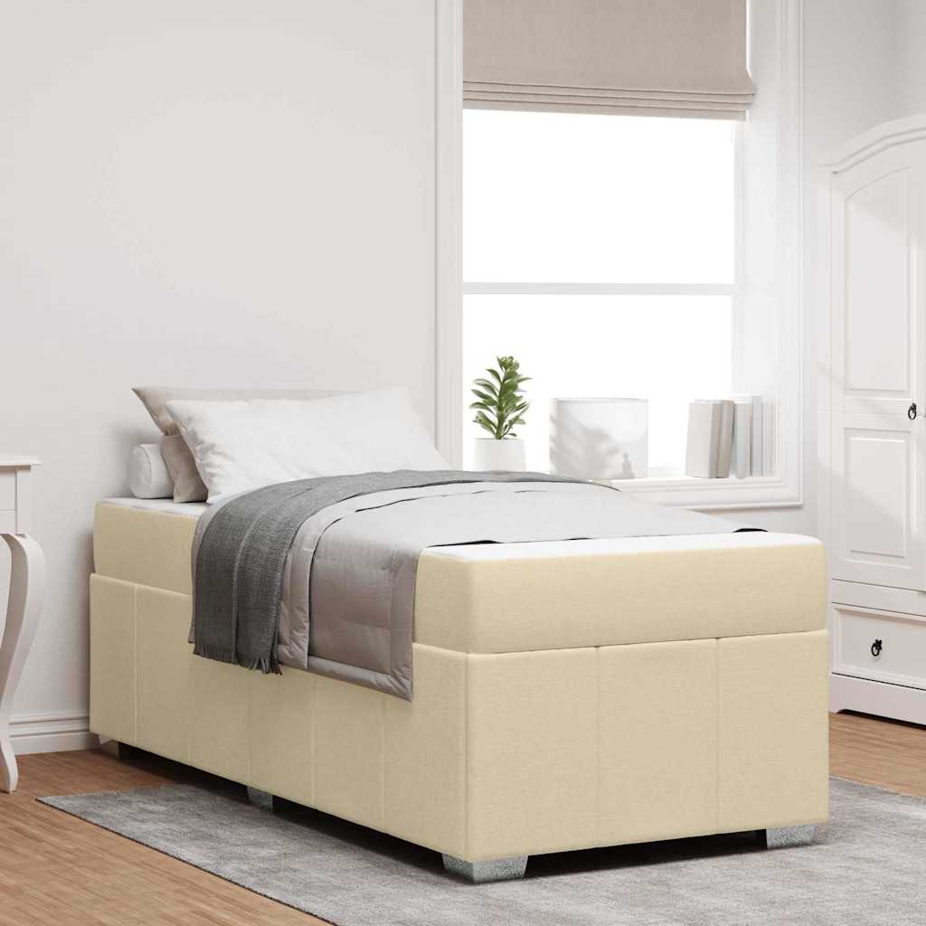 vidaXL Estructura de cama con colchón Crema 90 x 200 cm tela