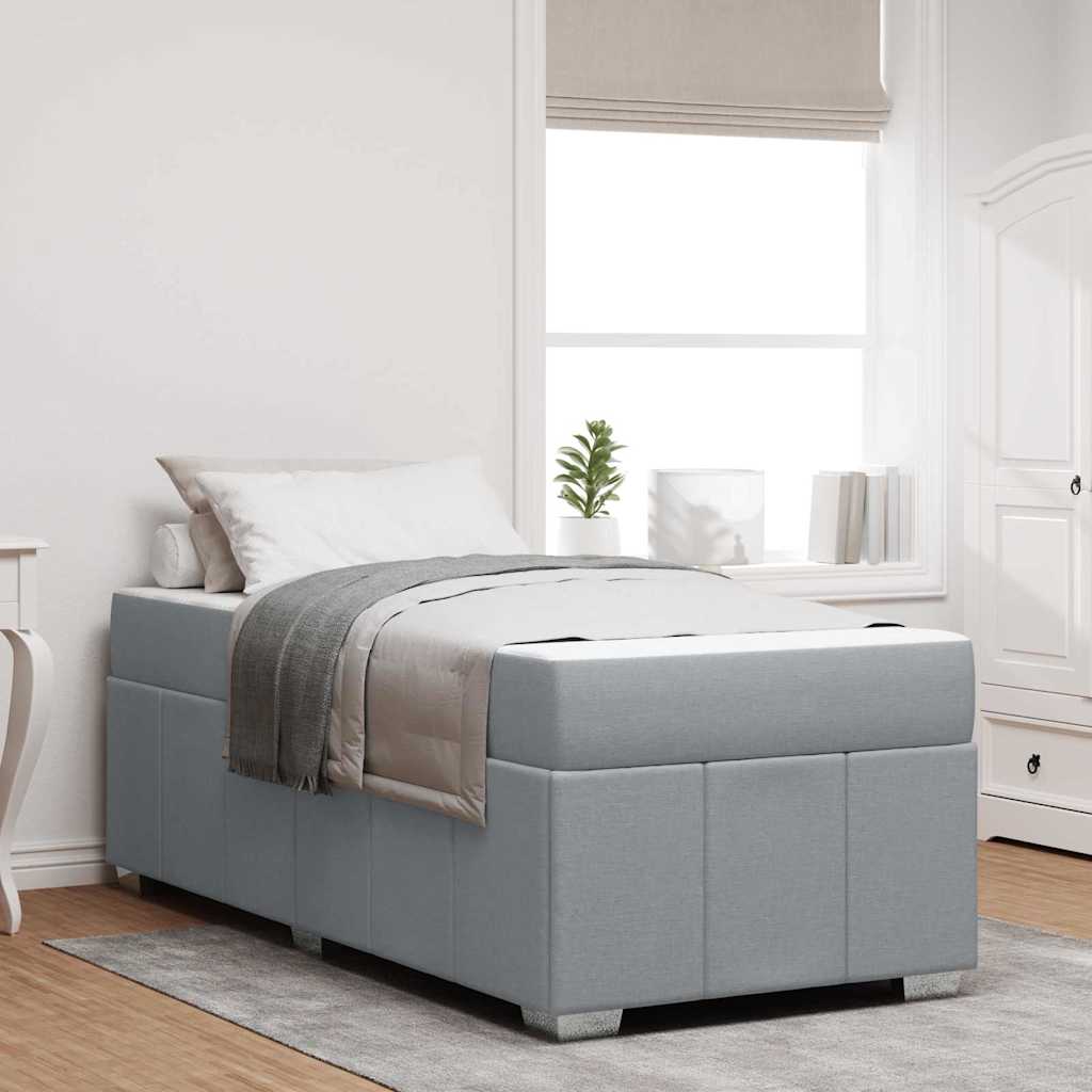 vidaXL Estructura de cama con colchón Gris Claro 100 x 200 cm tela
