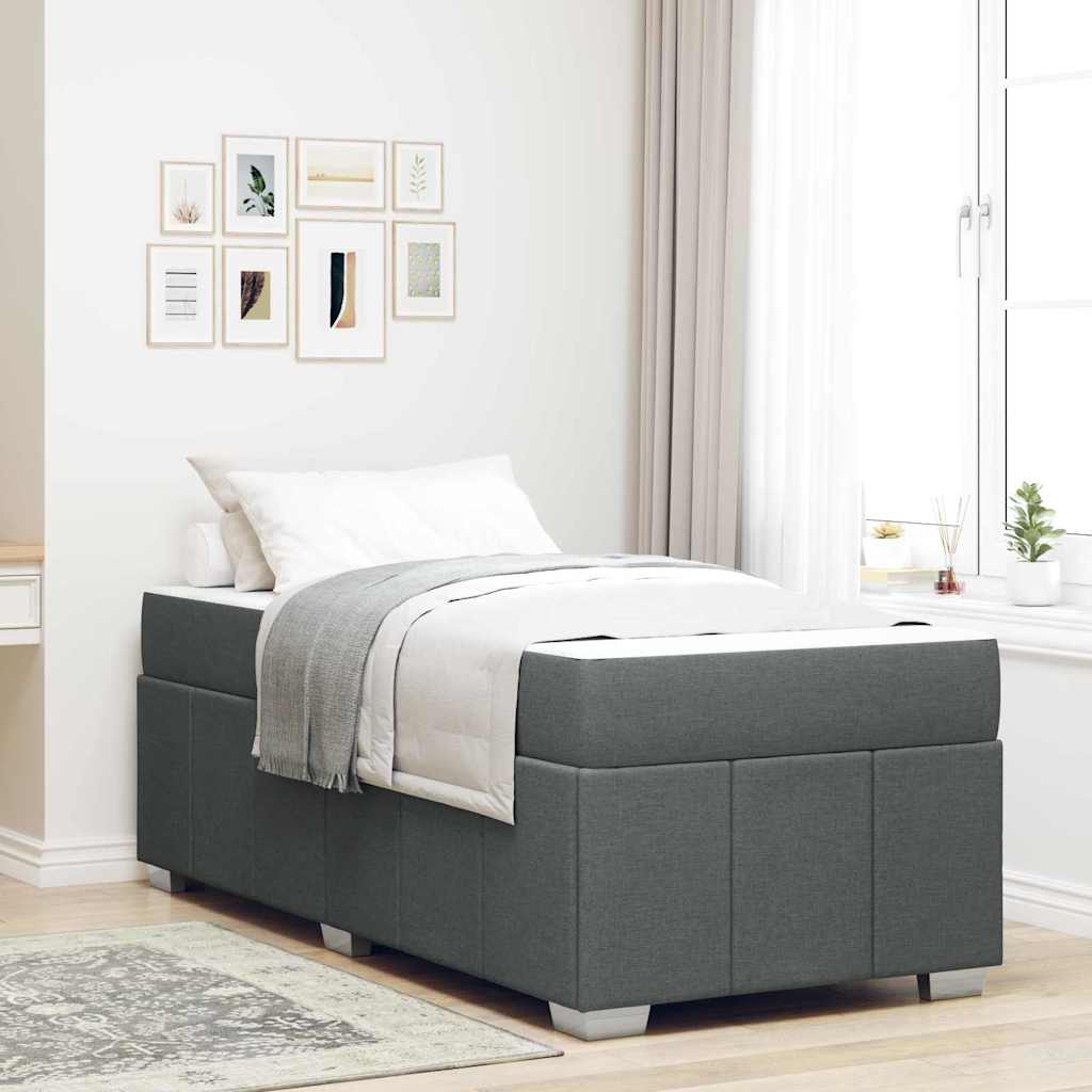 vidaXL Estructura de cama con colchón Gris oscuro 120 x 190 cm tela